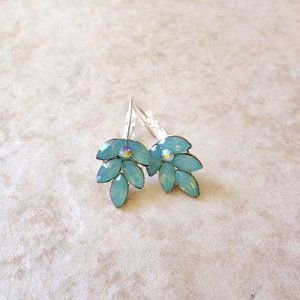 Pacific Opal crystal leaf wedding earrings rhinestone
